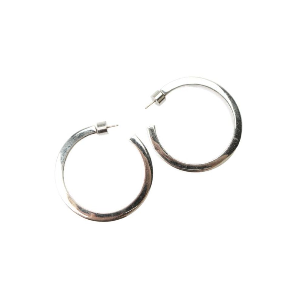 Jennifer Fisher Womens Silver Tone + 14K Posts Squared Hoops 1.5"